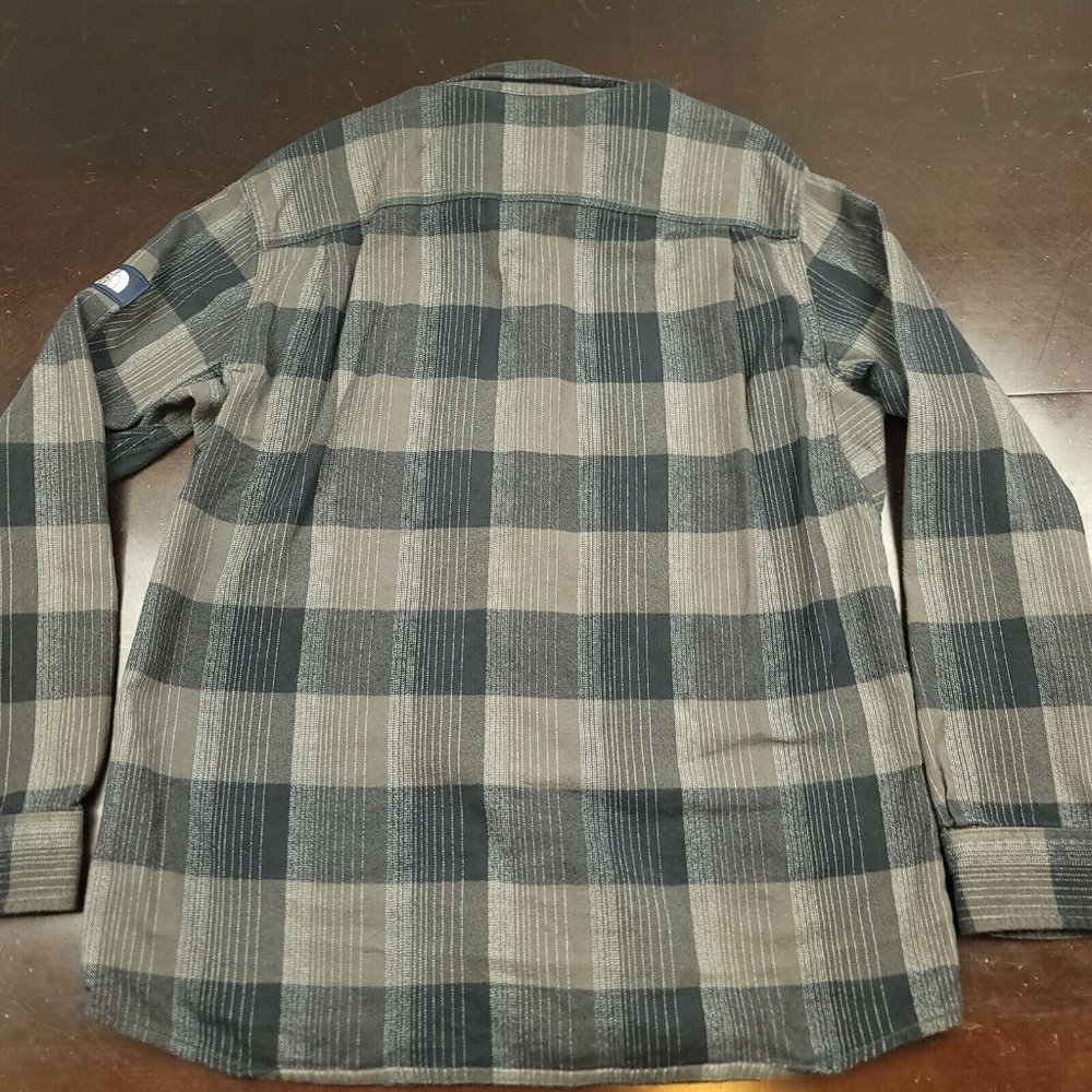 The North Face Mens L Shirt Gray Plaid Stayside Chamois Button Front - Picture 2 of 13